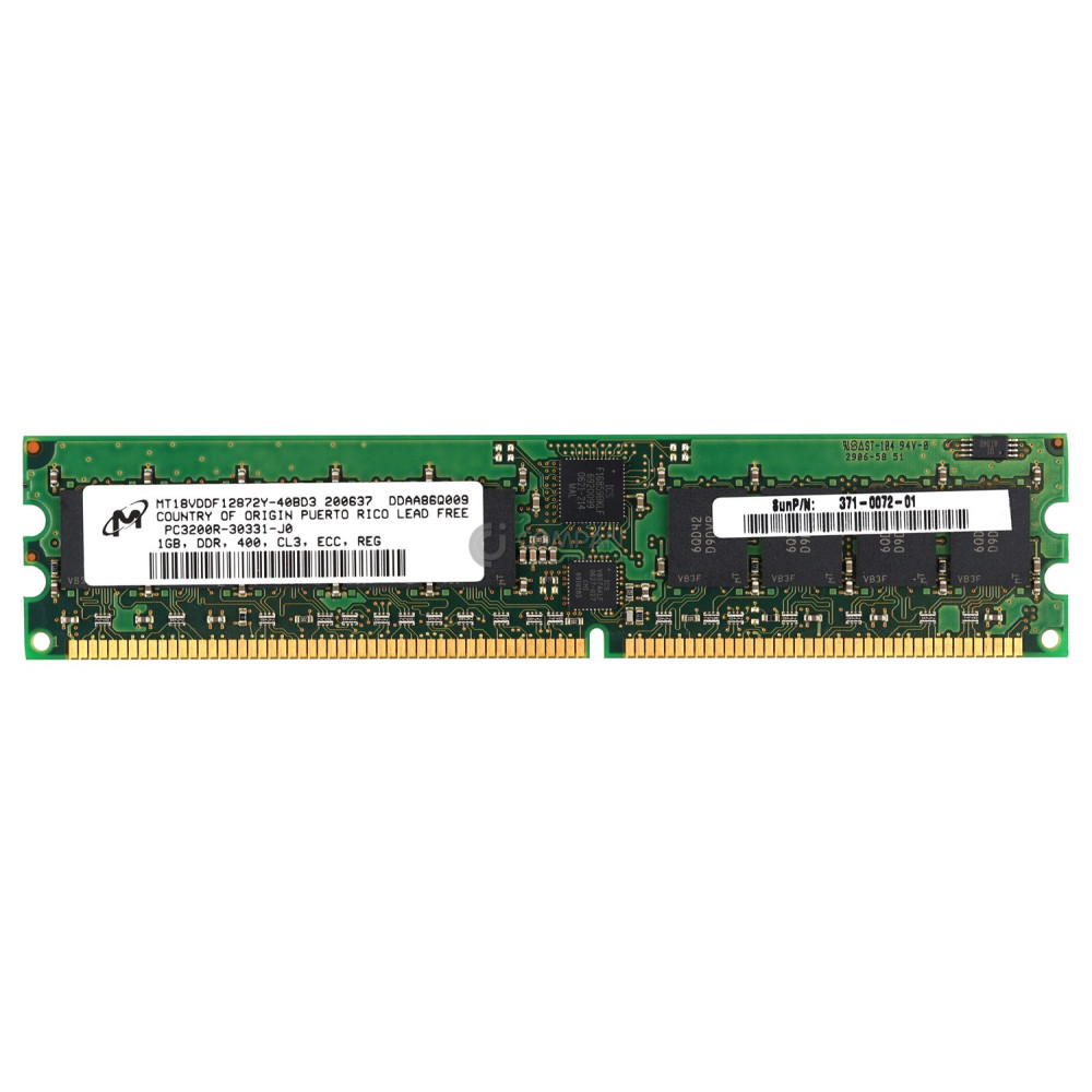 371-0072-01 SUN MEMORY 1GB PC 3200R DDR 400 CL3 ECC REG - MT18VDDF12872Y-40BD3